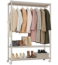 IZEUK ハンガーラック 3段 収納棚 ハンガーパイプ1本 多機能収納 洋服ラ Amazon｜IZEUK ハンガーラック 3段 収納棚 ハンガーパイプ1本 多機能